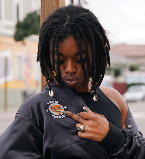 TeamTerrible Satin Bomber Jacket -Black