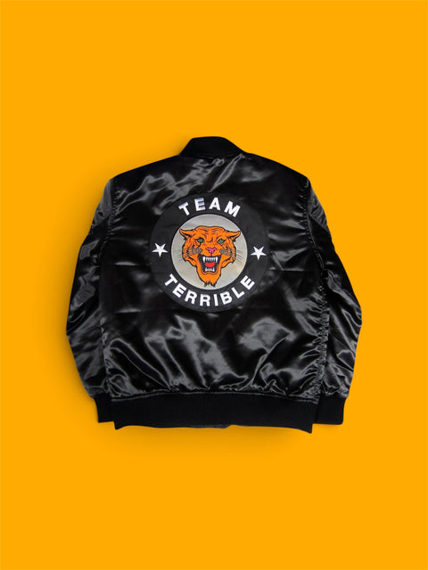 TeamTerrible Satin Bomber Jacket -Black