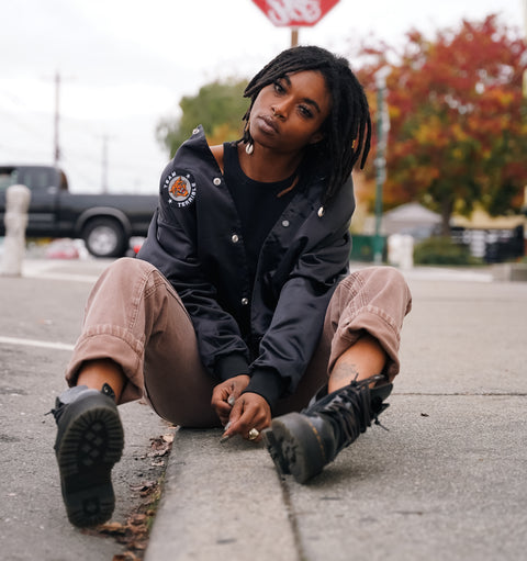 TeamTerrible Satin Bomber Jacket -Black